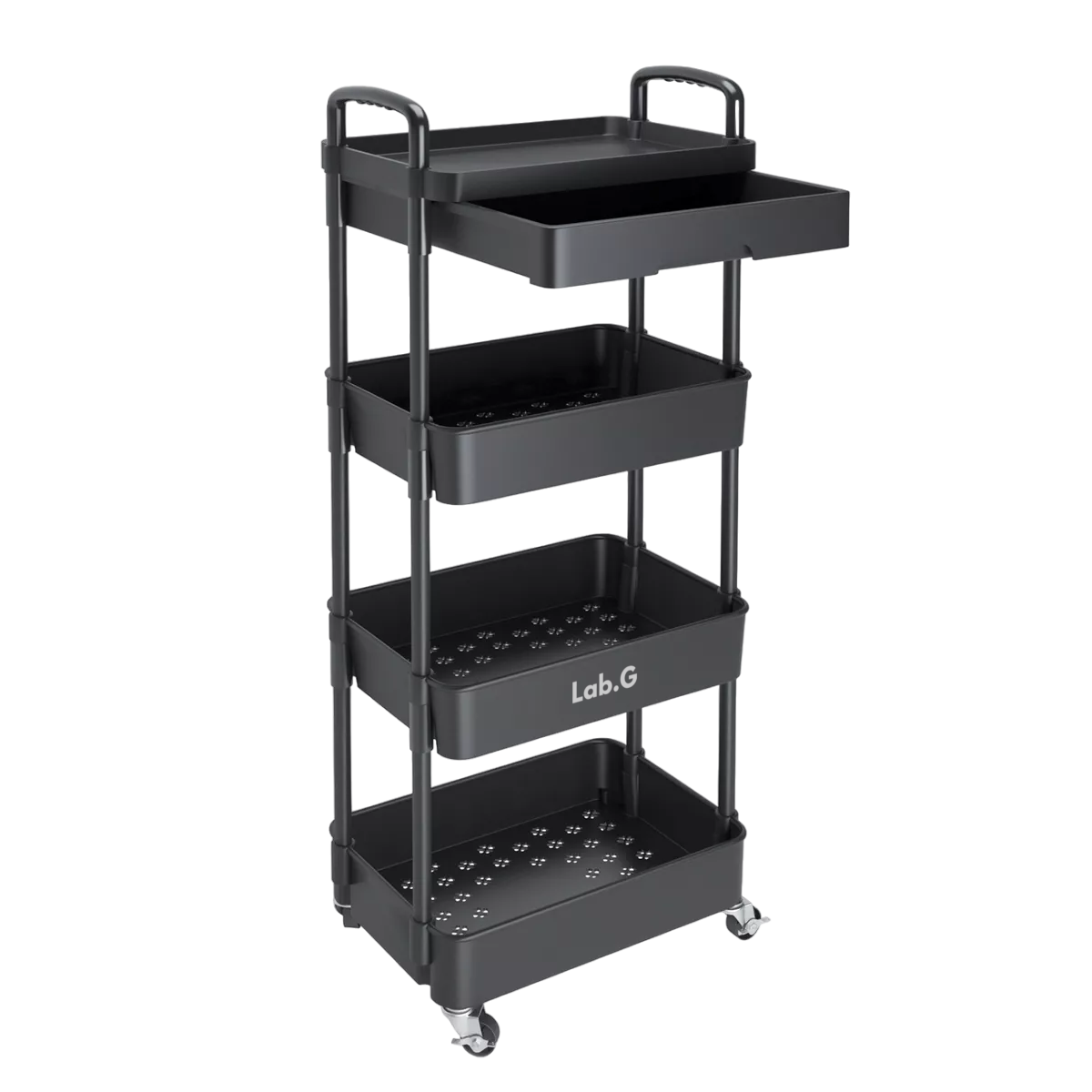 Foto 2 pulgar | Carrito Organizador Lab.g 4 Niveles Multiusos Estantes Con Cajón Negro