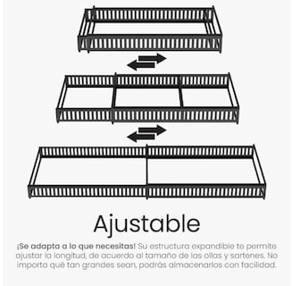 Foto 3 | Organizador De Sartenes Ollas Y Tapas Expandible Gabinete Color Negro