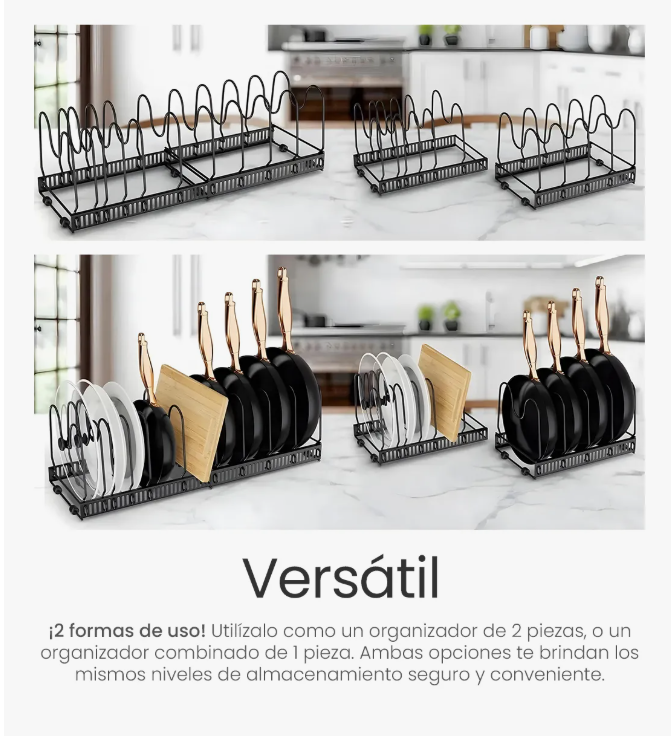 Foto 5 pulgar | Organizador De Sartenes Ollas Y Tapas Expandible Gabinete Color Negro