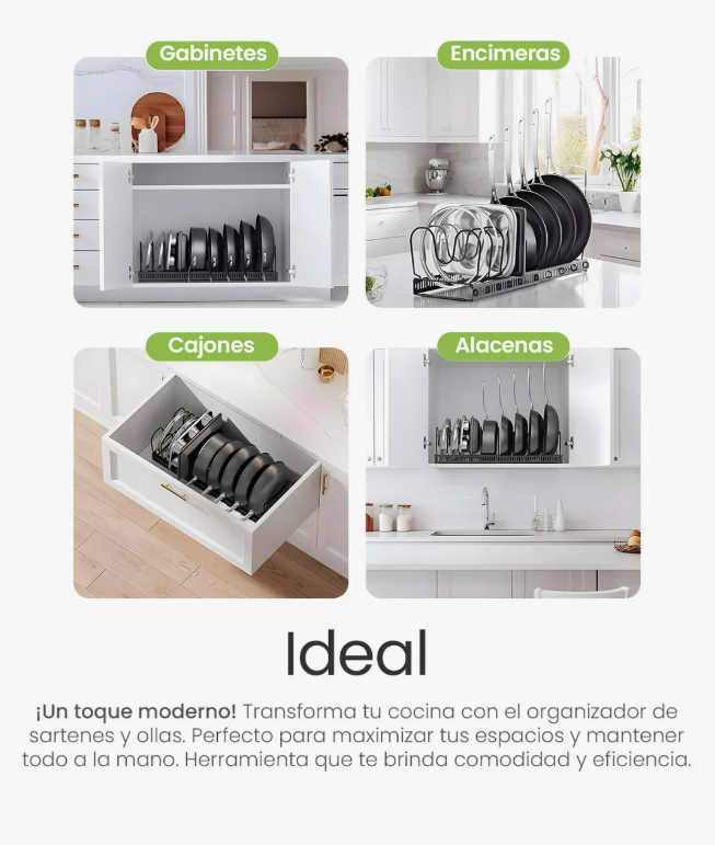 Foto 6 pulgar | Organizador De Sartenes Ollas Y Tapas Expandible Gabinete Color Negro