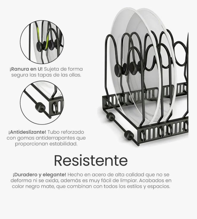 Foto 7 pulgar | Organizador De Sartenes Ollas Y Tapas Expandible Gabinete Color Negro