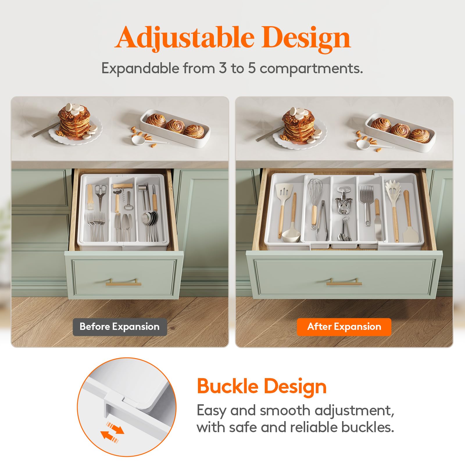 Foto 5 pulgar | Organizador De Utensilios Lifewit Para Cajones De Cocina, Blanco - Venta Internacional.