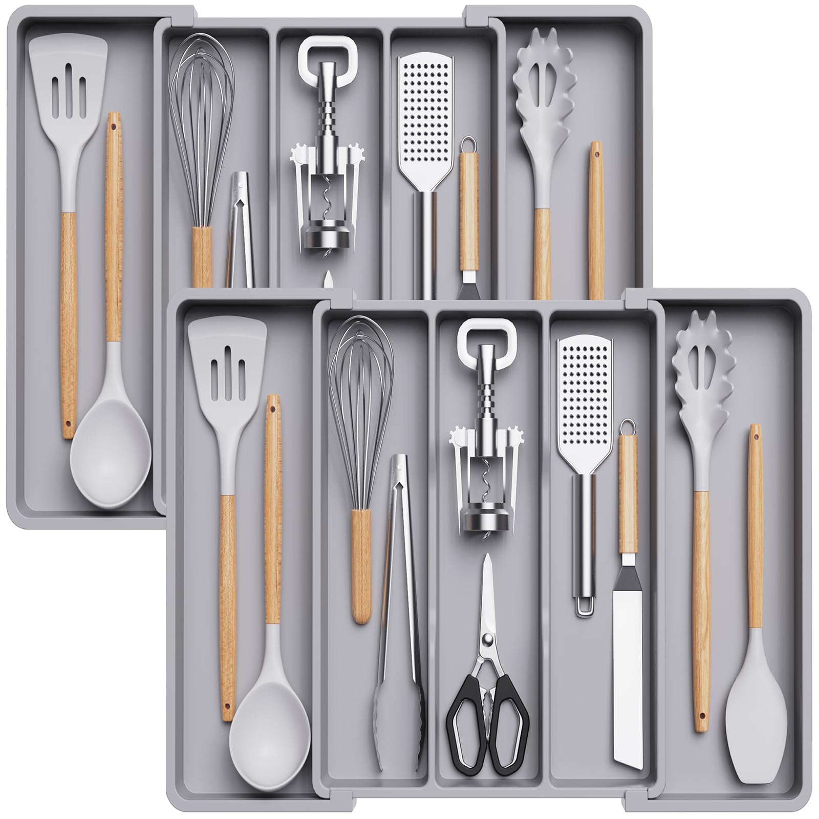 Foto 2 pulgar | Organizador De Utensilios Lifewit Para Cajones De Cocina, Paquete De 2, Gris - Venta Internacional.