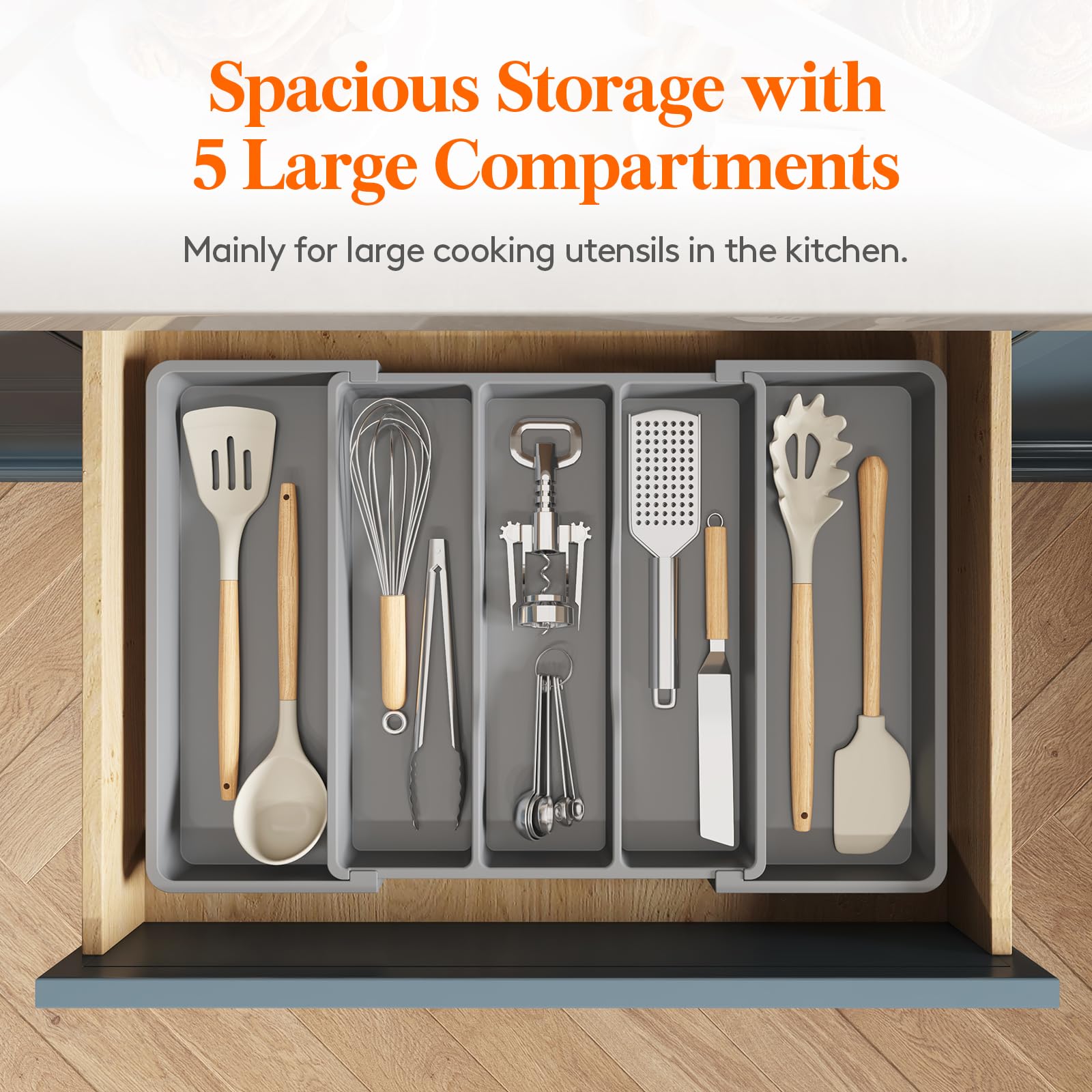 Foto 3 | Organizador De Utensilios Lifewit Para Cajones De Cocina, Paquete De 2, Gris - Venta Internacional.