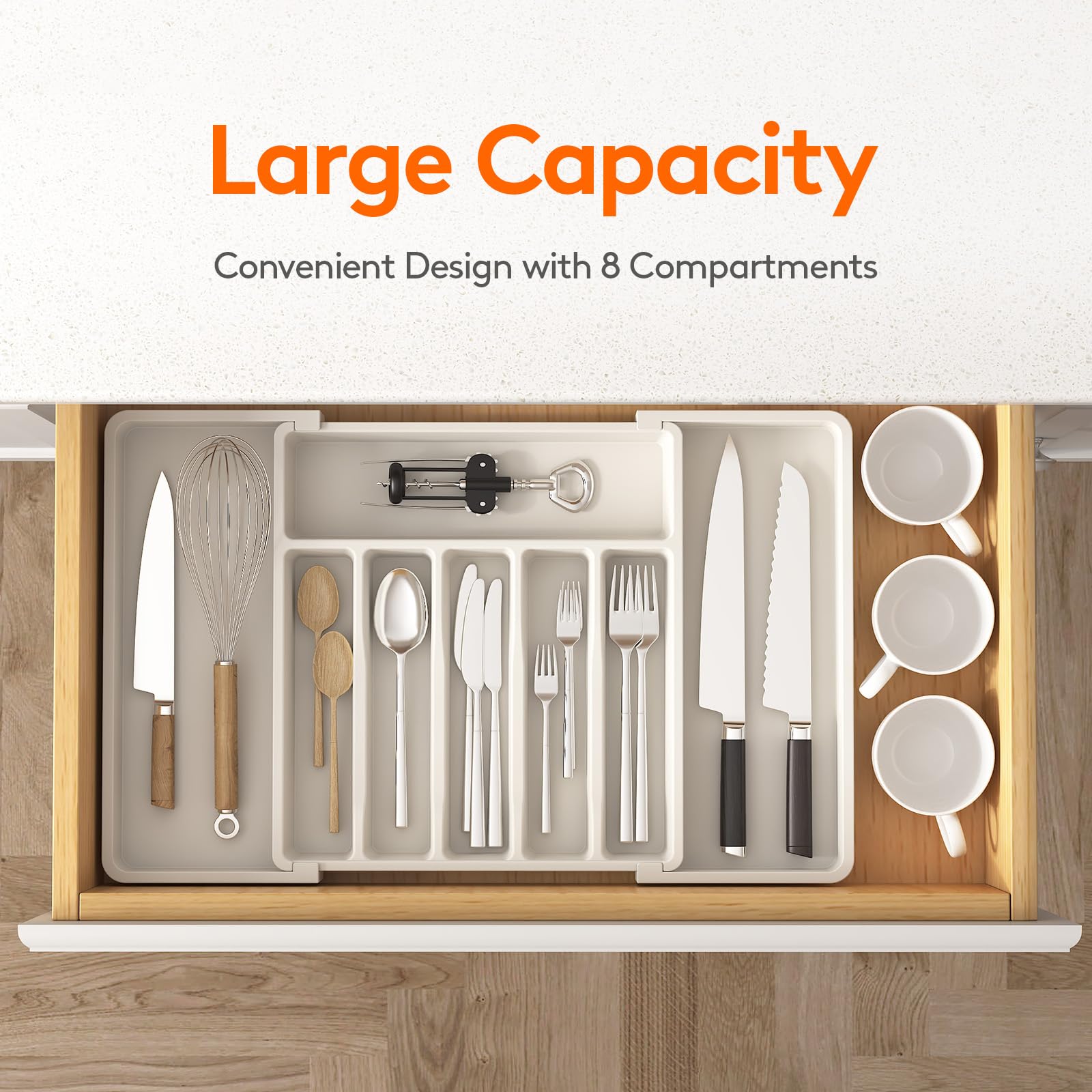 Foto 2 | Organizador De Cajones Para Cubiertos Lifewit, Expandible, Paquete De 2, Blanco - Venta Internacional.
