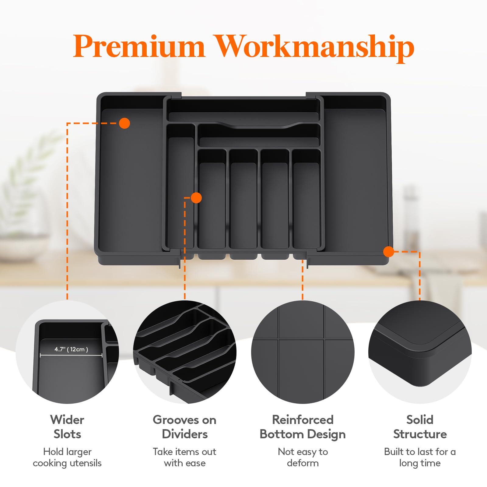 Foto 7 pulgar | Organizador De Cajones Para Cubiertos Lifewit, Expandible, Negro - Venta Internacional.