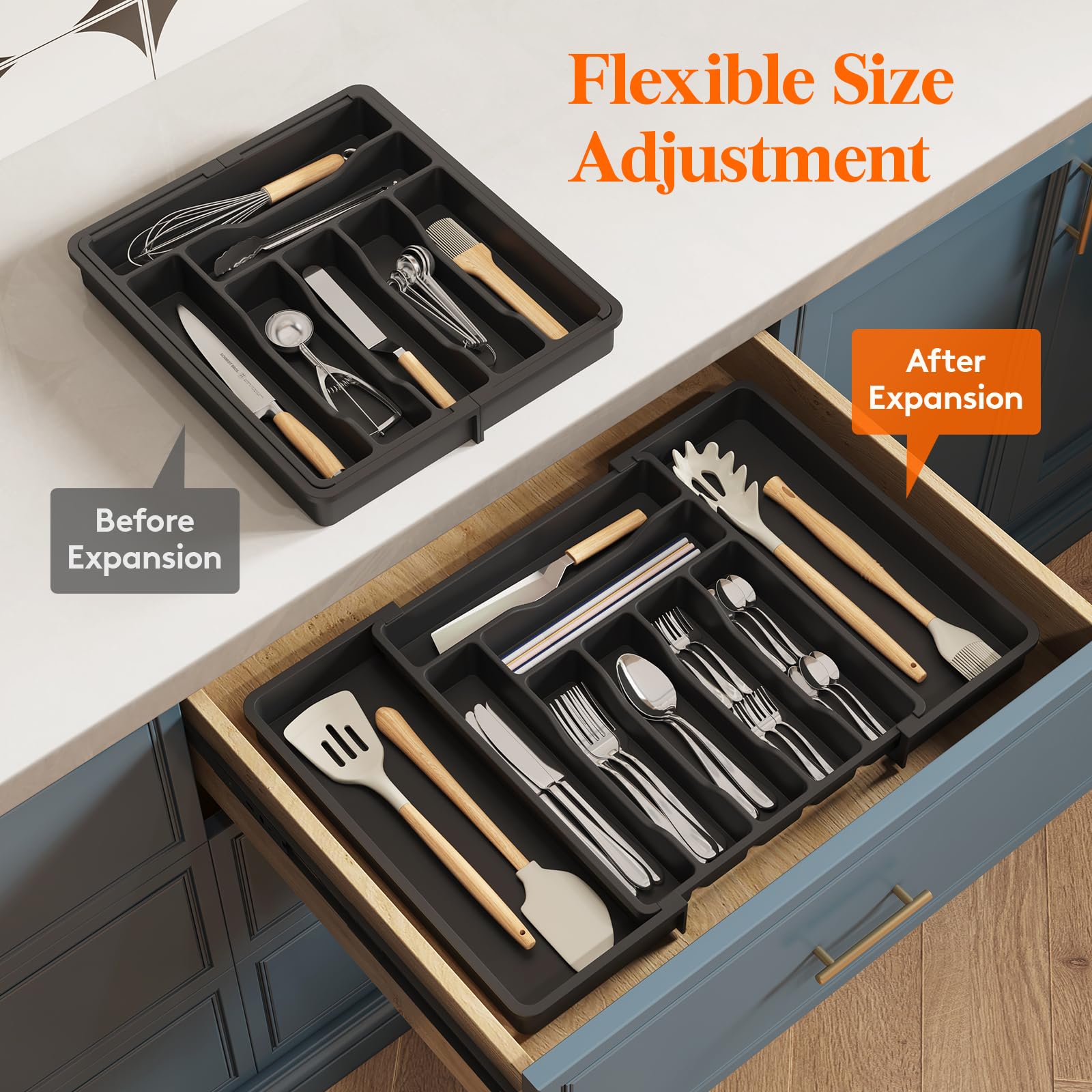 Foto 7 | Organizador De Cajones Para Cubiertos Lifewit, Expandible, Negro - Venta Internacional.