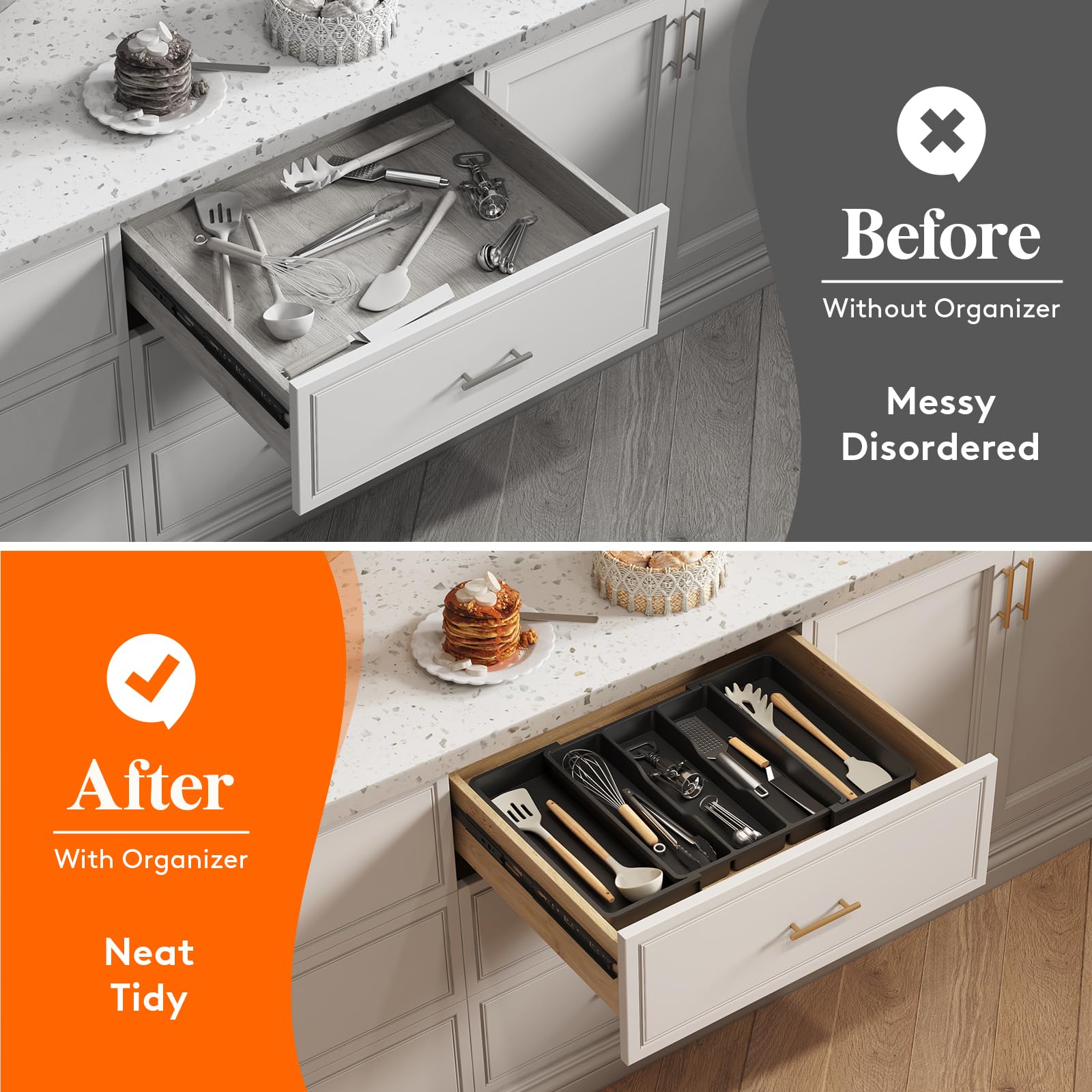 Foto 7 | Organizador De Utensilios Lifewit Para Cajones De Cocina, Paquete De 2, Negro - Venta Internacional.