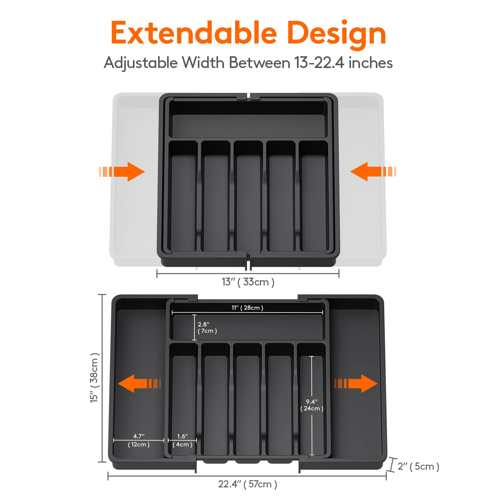 Foto 3 | Organizador De Cajones Para Cubiertos Lifewit, Expandible, Paquete De 2, Negro - Venta Internacional.