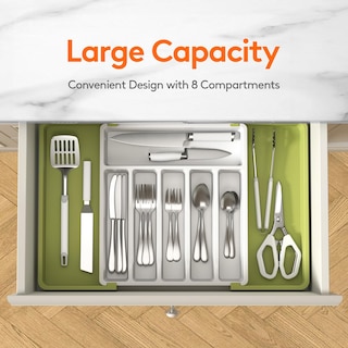 Foto 2 | Organizador De Cajones Para Cubiertos Lifewit, Expandible, Verde Y Blanco - Venta Internacional.