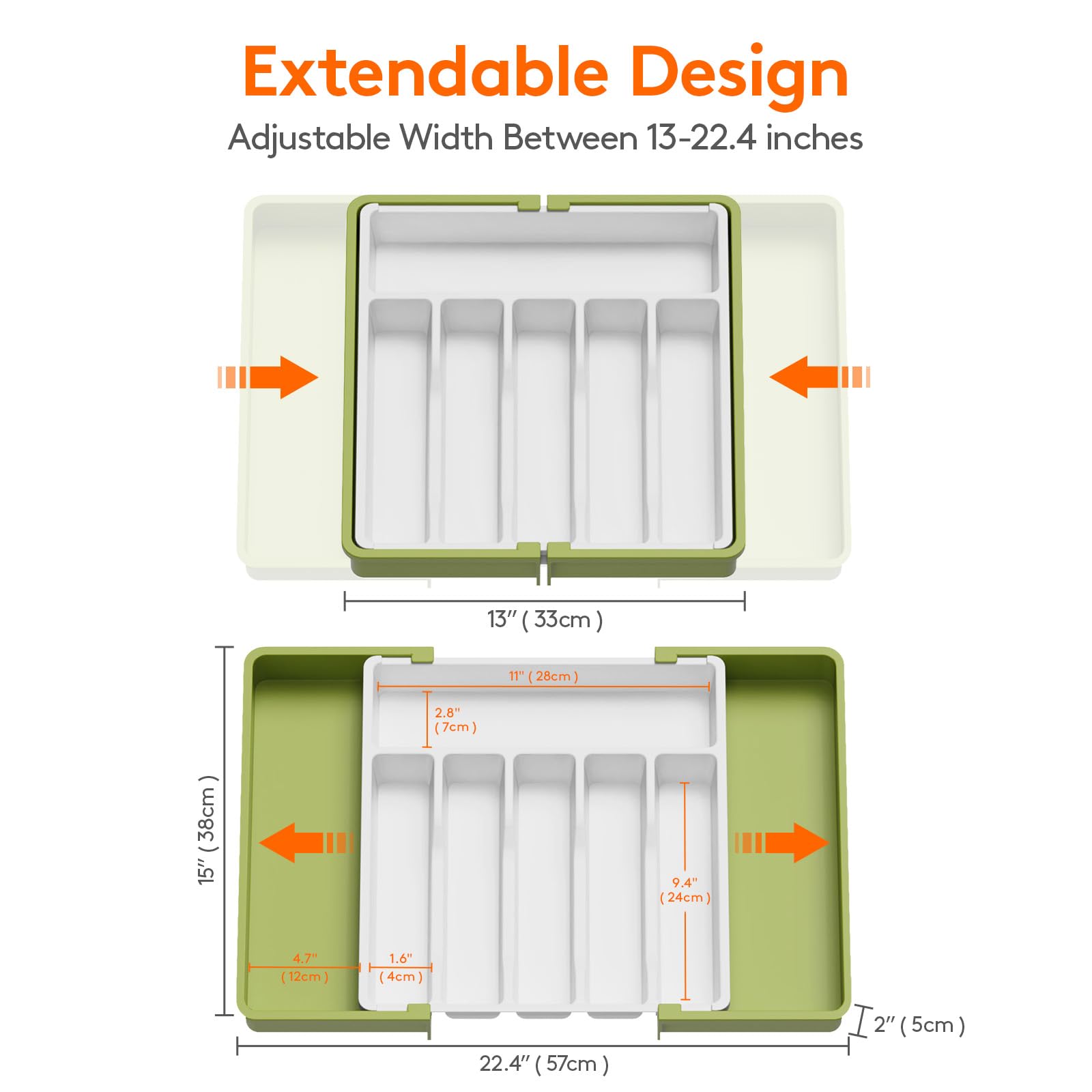 Foto 4 pulgar | Organizador De Cajones Para Cubiertos Lifewit, Expandible, Verde Y Blanco - Venta Internacional.