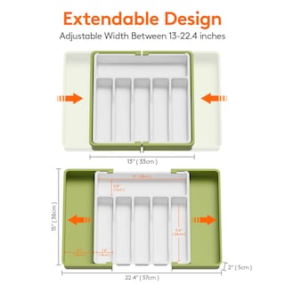 Foto 3 | Organizador De Cajones Para Cubiertos Lifewit, Expandible, Verde Y Blanco - Venta Internacional.