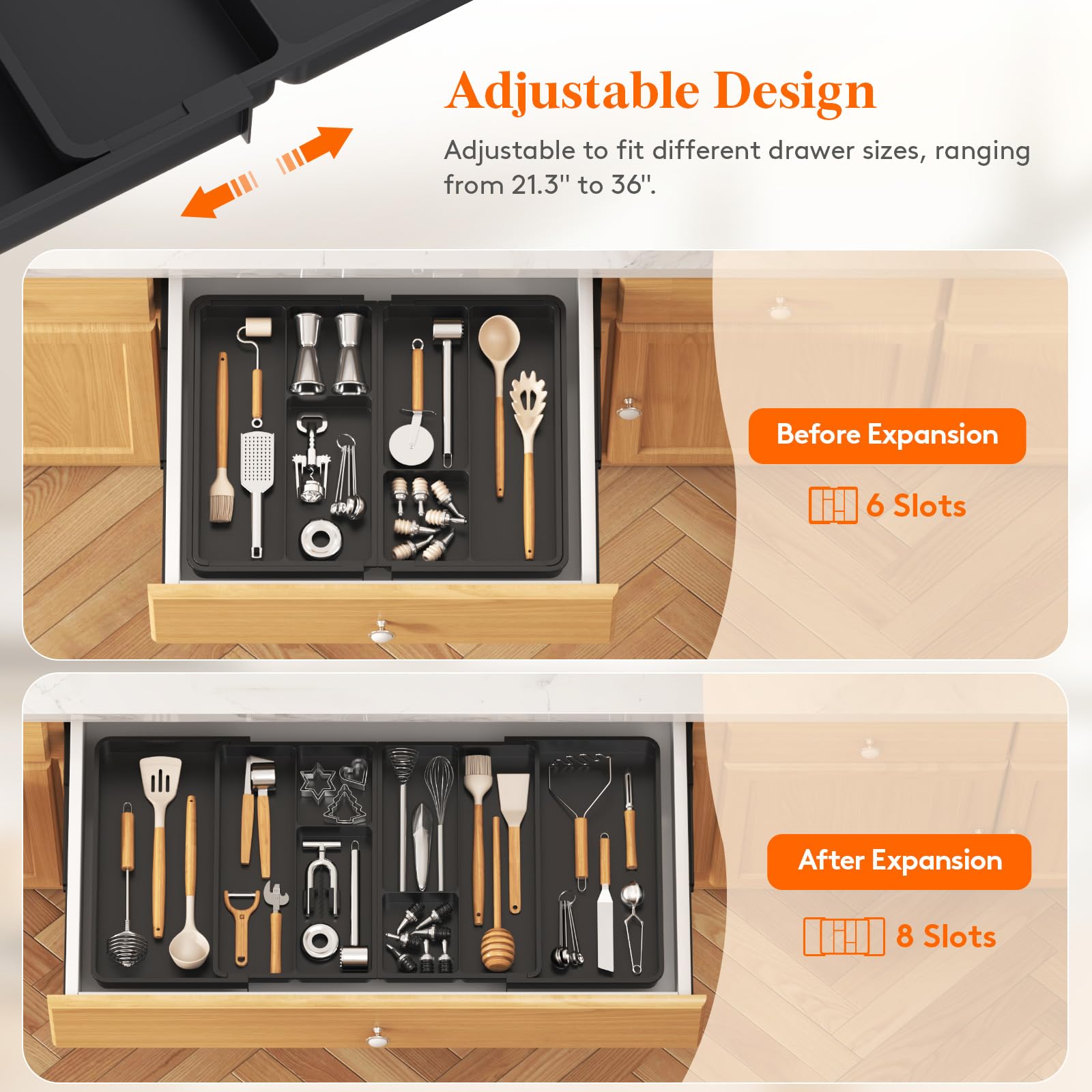 Foto 5 pulgar | Organizador De Utensilios Lifewit, Cajón Grande De Cocina, Plástico Negro - Venta Internacional.