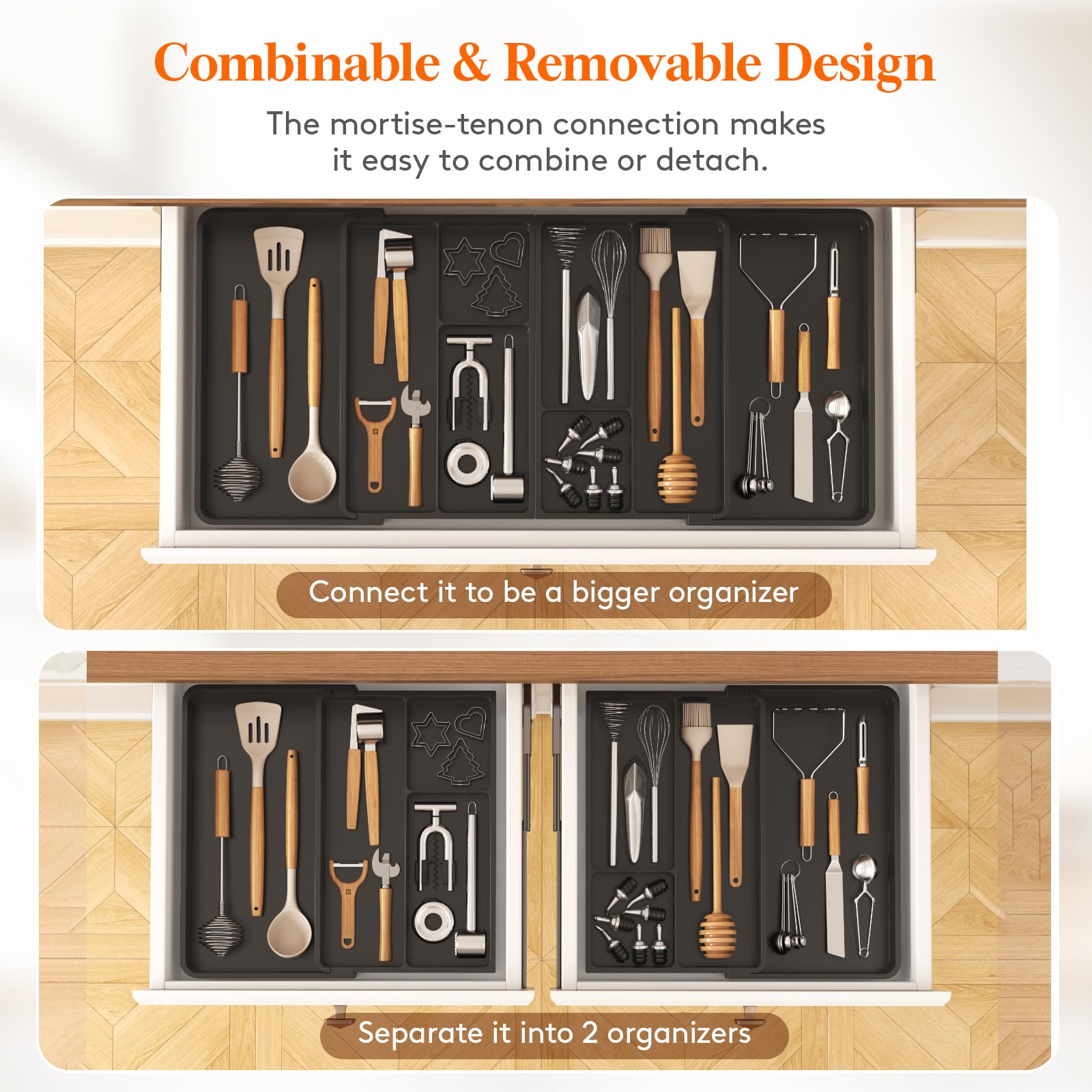 Foto 6 pulgar | Organizador De Utensilios Lifewit, Cajón Grande De Cocina, Plástico Negro - Venta Internacional.