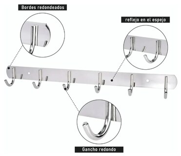 Foto 4 | Xtellar Juego De 2 Percheros De Acero Inoxidable Premium Para Cocina Y Baño