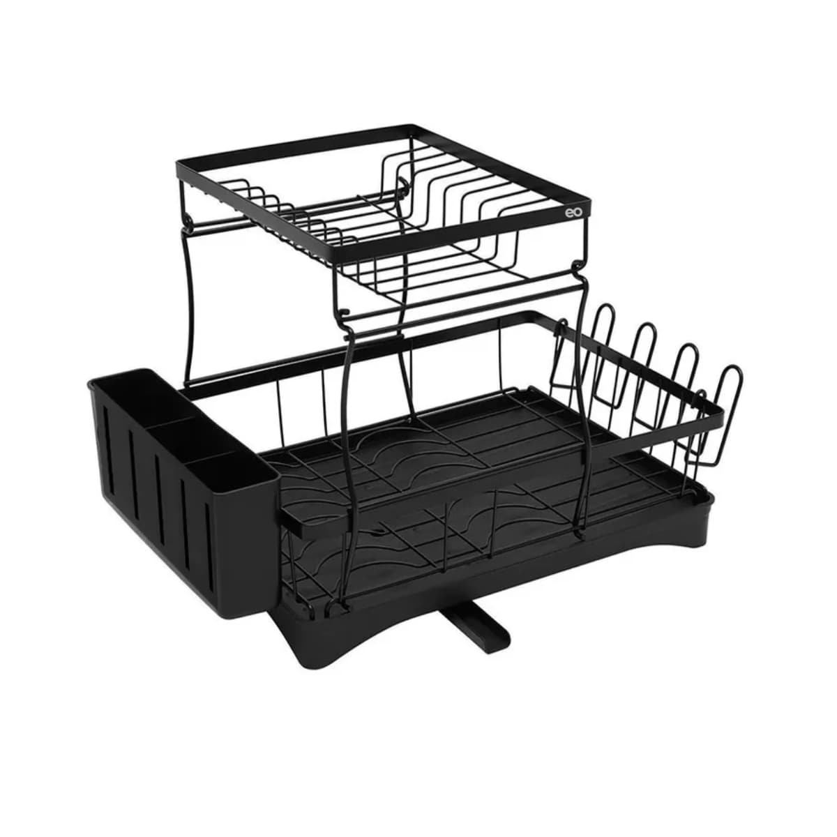 Escurridor Trastes Pro 2 Niveles Bandeja Con Canaleta 360 Grados  Eo Safe Imports Esi-20586 Negro