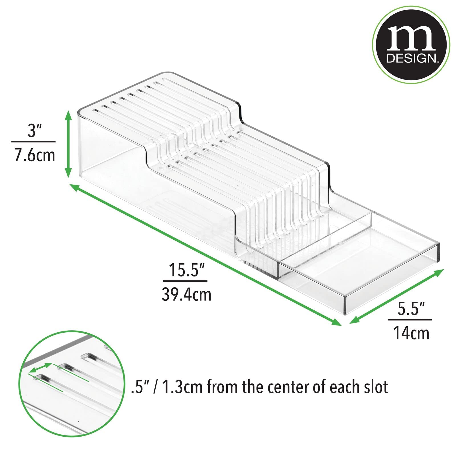 Foto 4 pulgar | Bloque Para Cuchillos Mdesign  Ancho  De Plástico  2 Niveles  En El Cajón  Transparente - Venta Internacional.