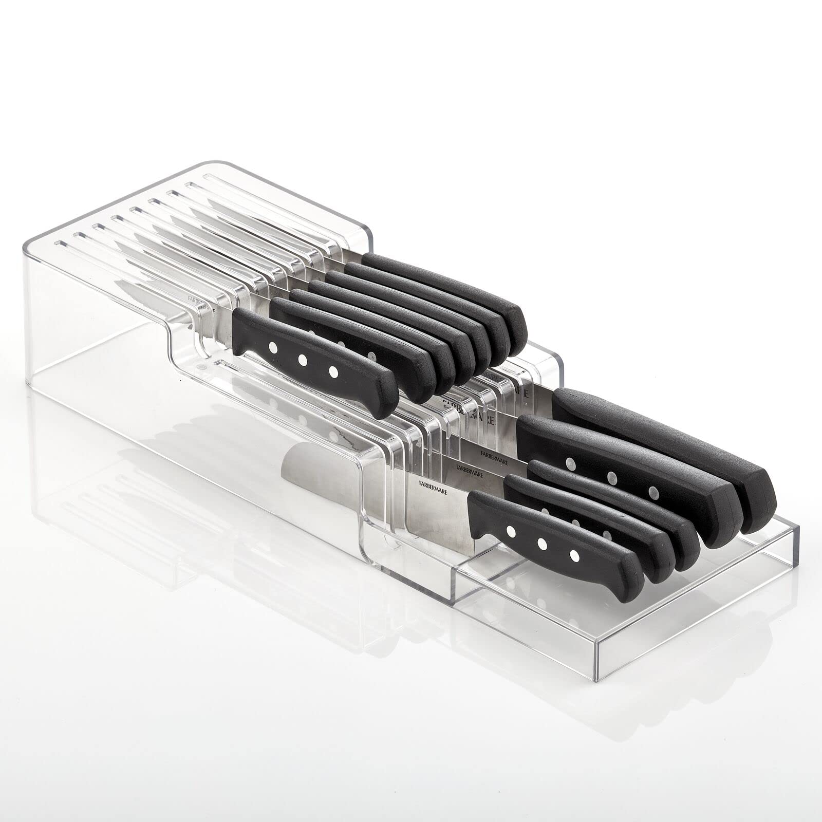 Foto 6 | Bloque Para Cuchillos Mdesign  Ancho  De Plástico  2 Niveles  En El Cajón  Transparente - Venta Internacional.