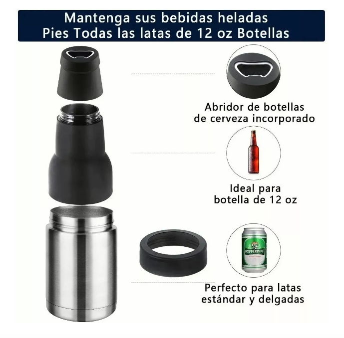 Foto 4 | Portabotellas Portalatas Inoxidable Porta Latas Térmicos Color Gris Wünd