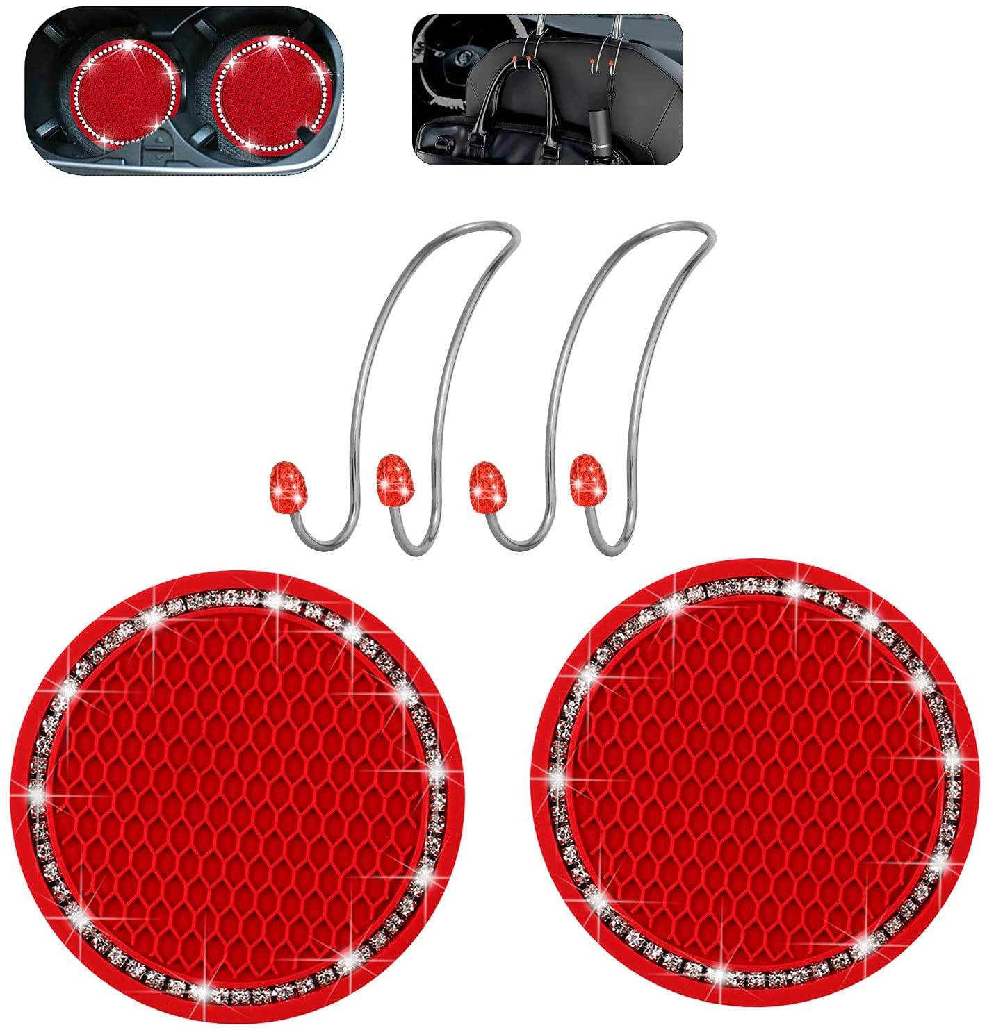 Foto 2 pulgar | Posavasos Para Coche Con Ganchos Jieyou, Silicona Roja, 7 Cm, Agujero Para Copa - Venta Internacional.