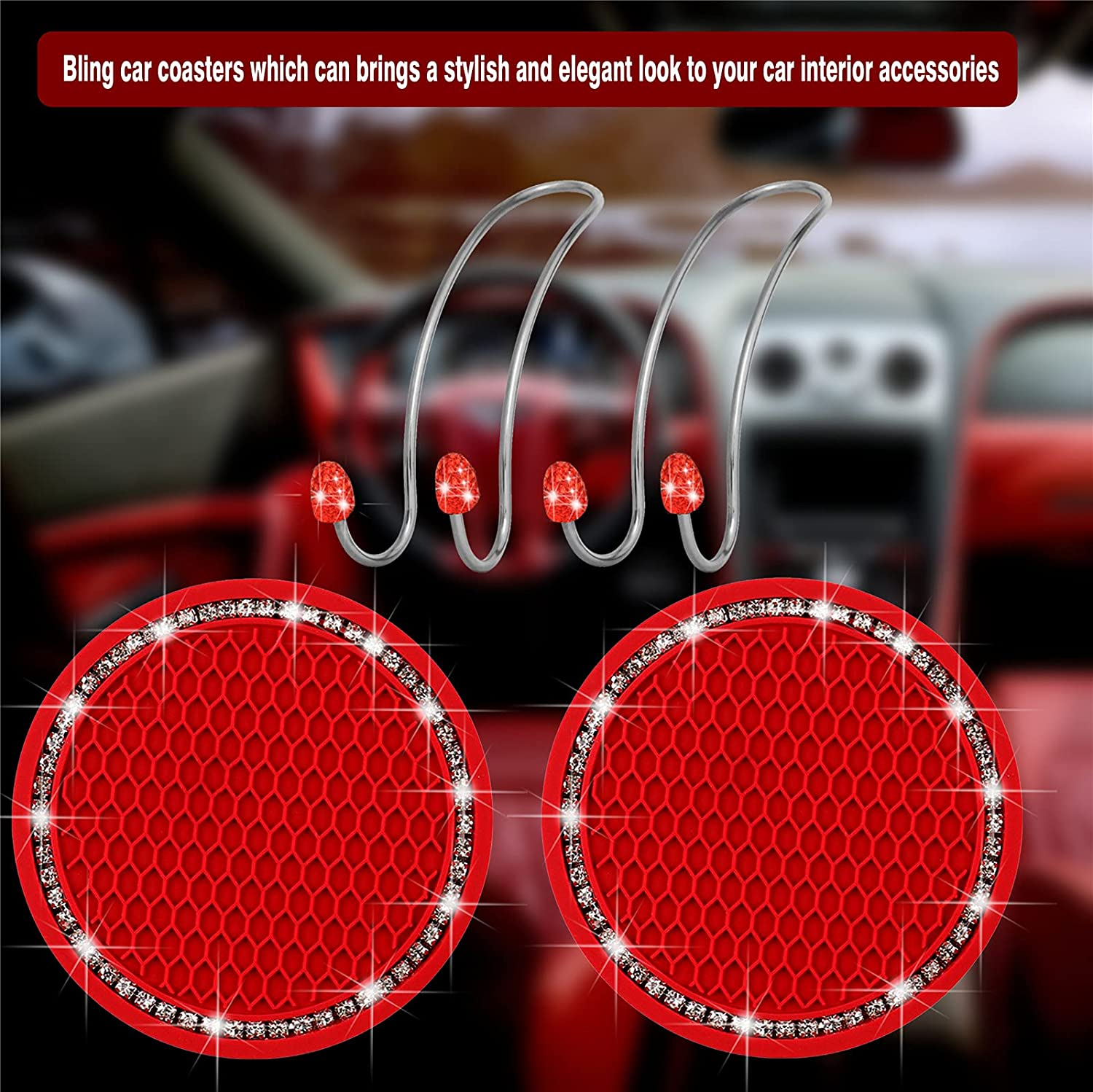 Foto 3 pulgar | Posavasos Para Coche Con Ganchos Jieyou, Silicona Roja, 7 Cm, Agujero Para Copa - Venta Internacional.
