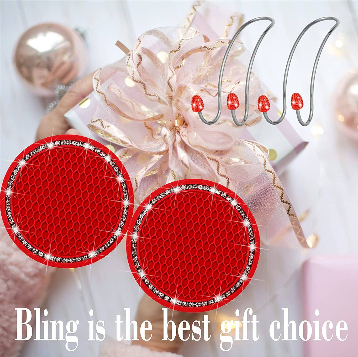 Foto 4 pulgar | Posavasos Para Coche Con Ganchos Jieyou, Silicona Roja, 7 Cm, Agujero Para Copa - Venta Internacional.