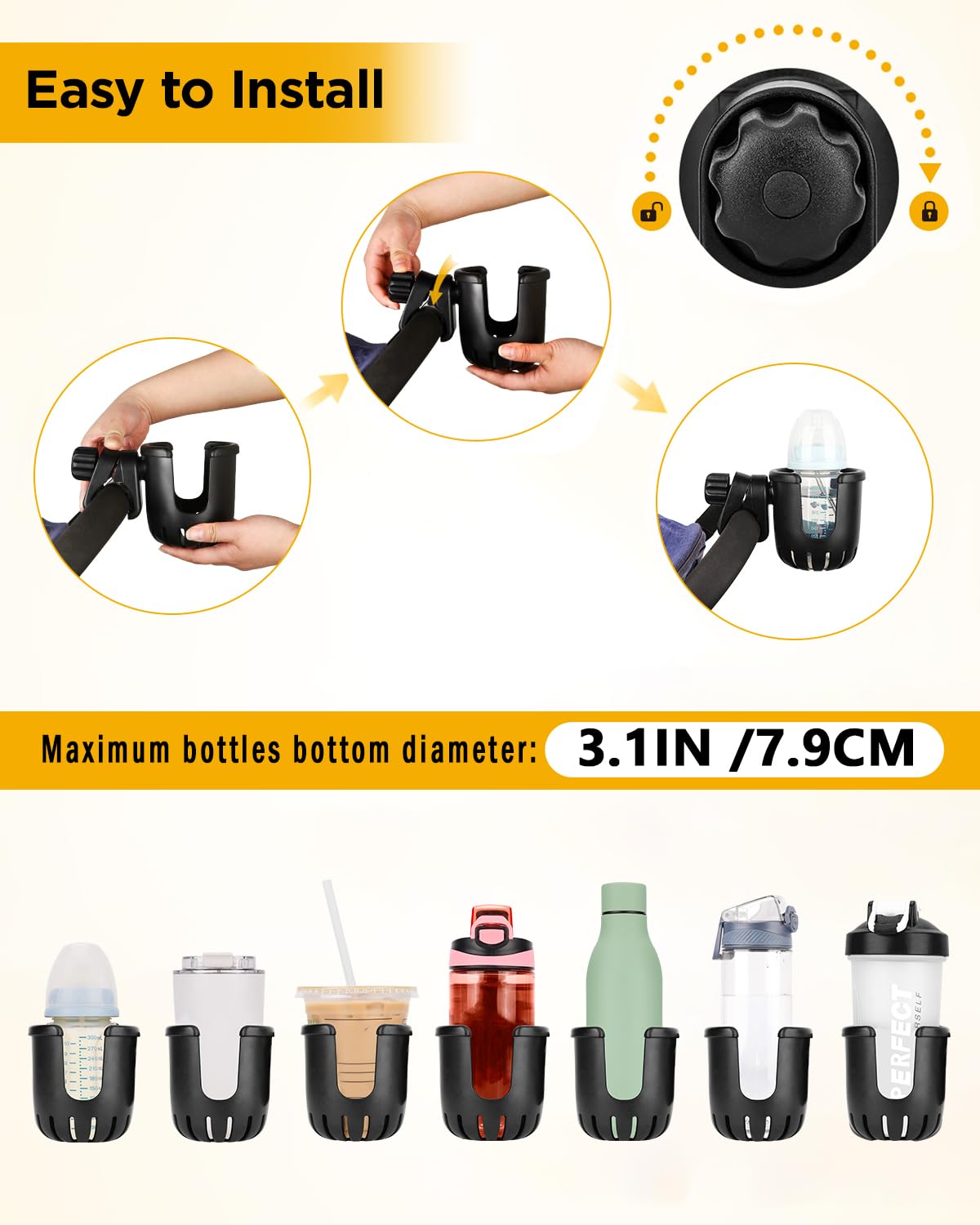 Foto 3 | Soporte Universal Para Cochecitos Y Bebidas Para Bicicletas, Color Negro - Venta Internacional.
