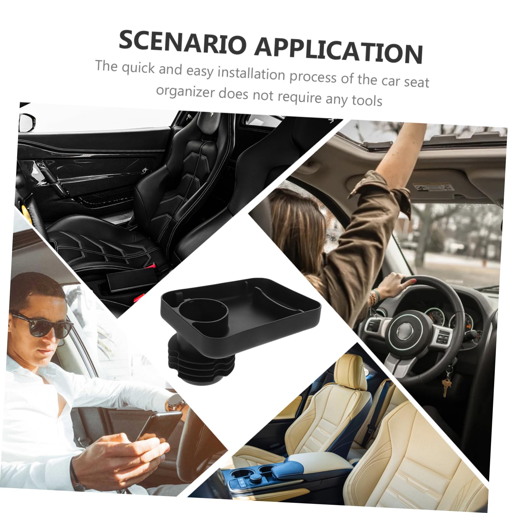 Foto 4 | Bandeja De Asiento De Coche Feltechelectr Para Viajes Y Cenas Con Portavasos - Venta Internacional.