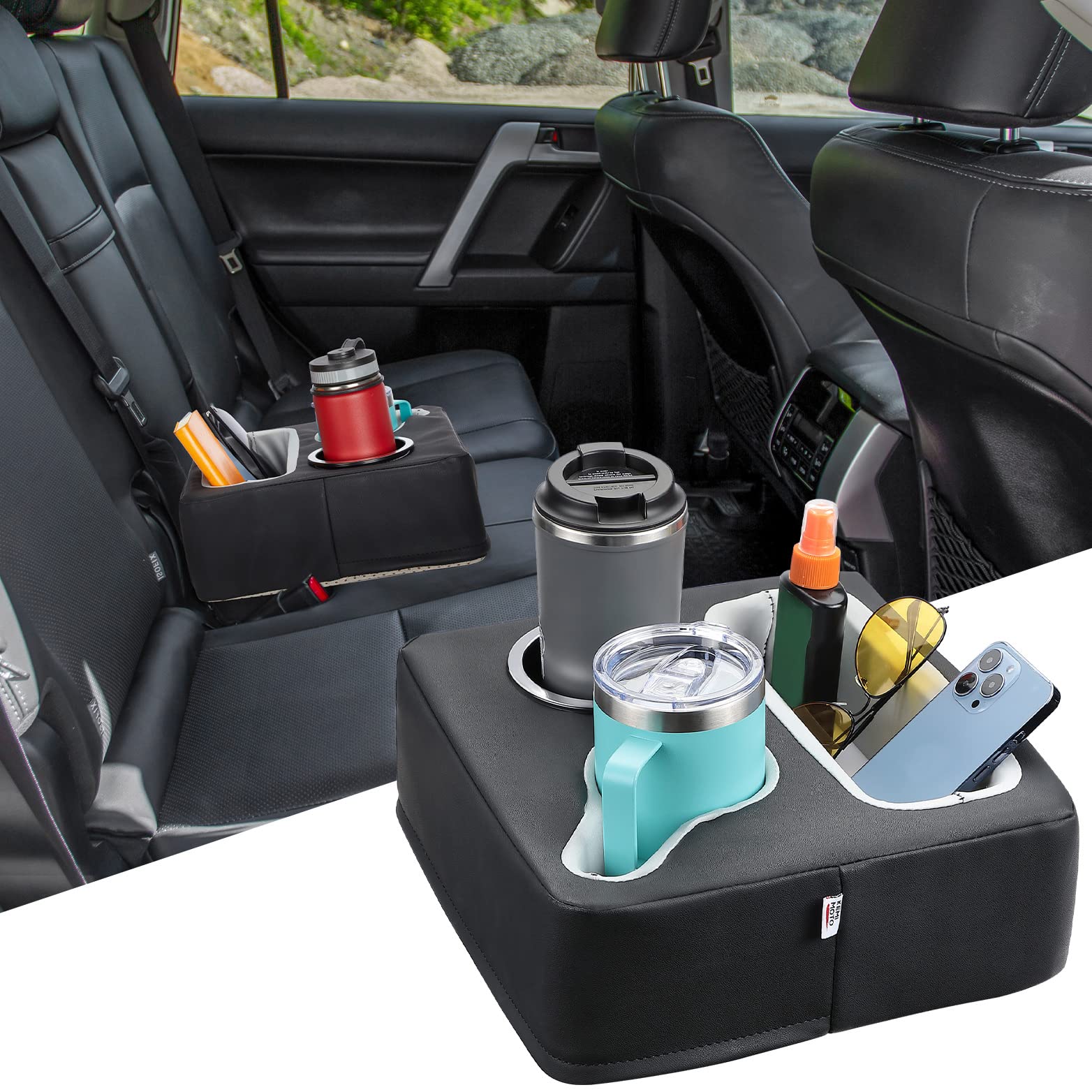 Foto 2 pulgar | Portavasos Kemimoto Para Asiento Trasero Para Coche, Sofá, Barco (negro) - Venta Internacional.
