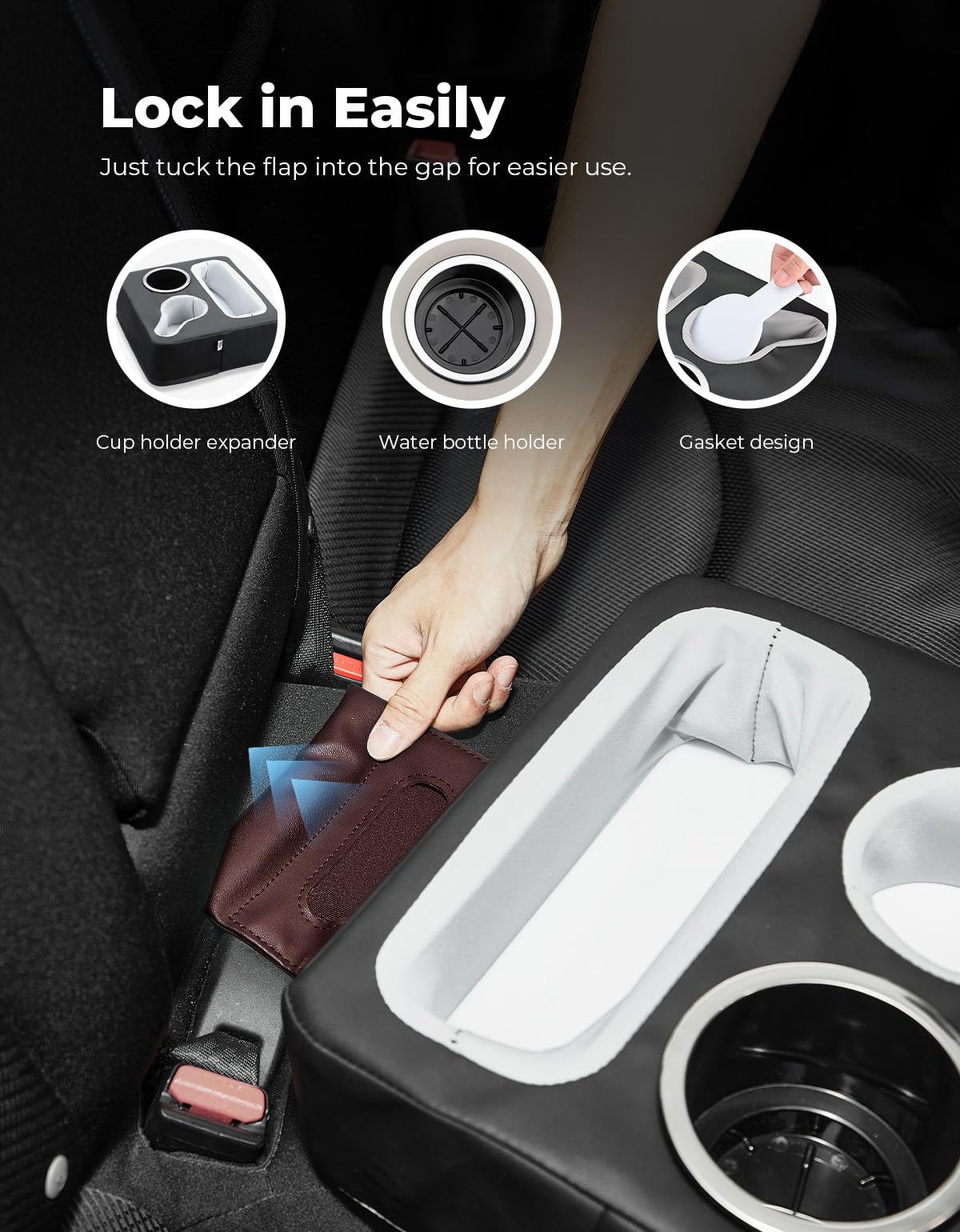 Foto 5 pulgar | Portavasos Kemimoto Para Asiento Trasero Para Coche, Sofá, Barco (negro) - Venta Internacional.