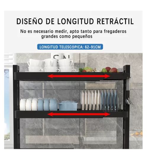 Foto 2 | Escurridor De Trastes Cocina 2 Capas Ajustable Altura Ancho