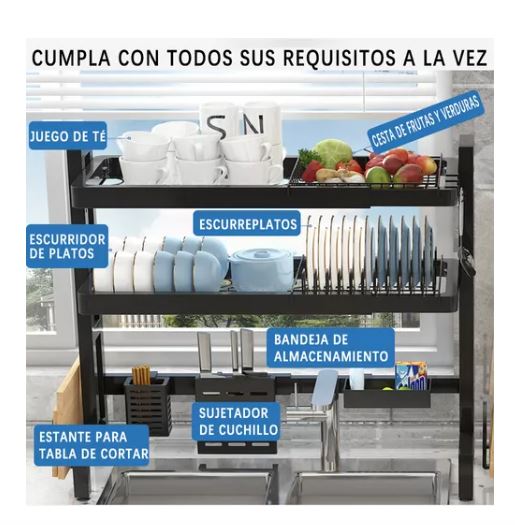 Foto 4 pulgar | Escurridor De Trastes Cocina 2 Capas Ajustable Altura Ancho