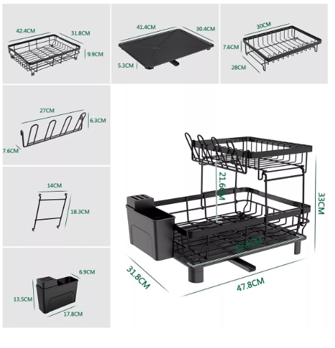 Foto 4 pulgar | Tangq Escurridor Para Platos 2 Niveles Wünd Con 360° Drenaje Dutomático Color Negro