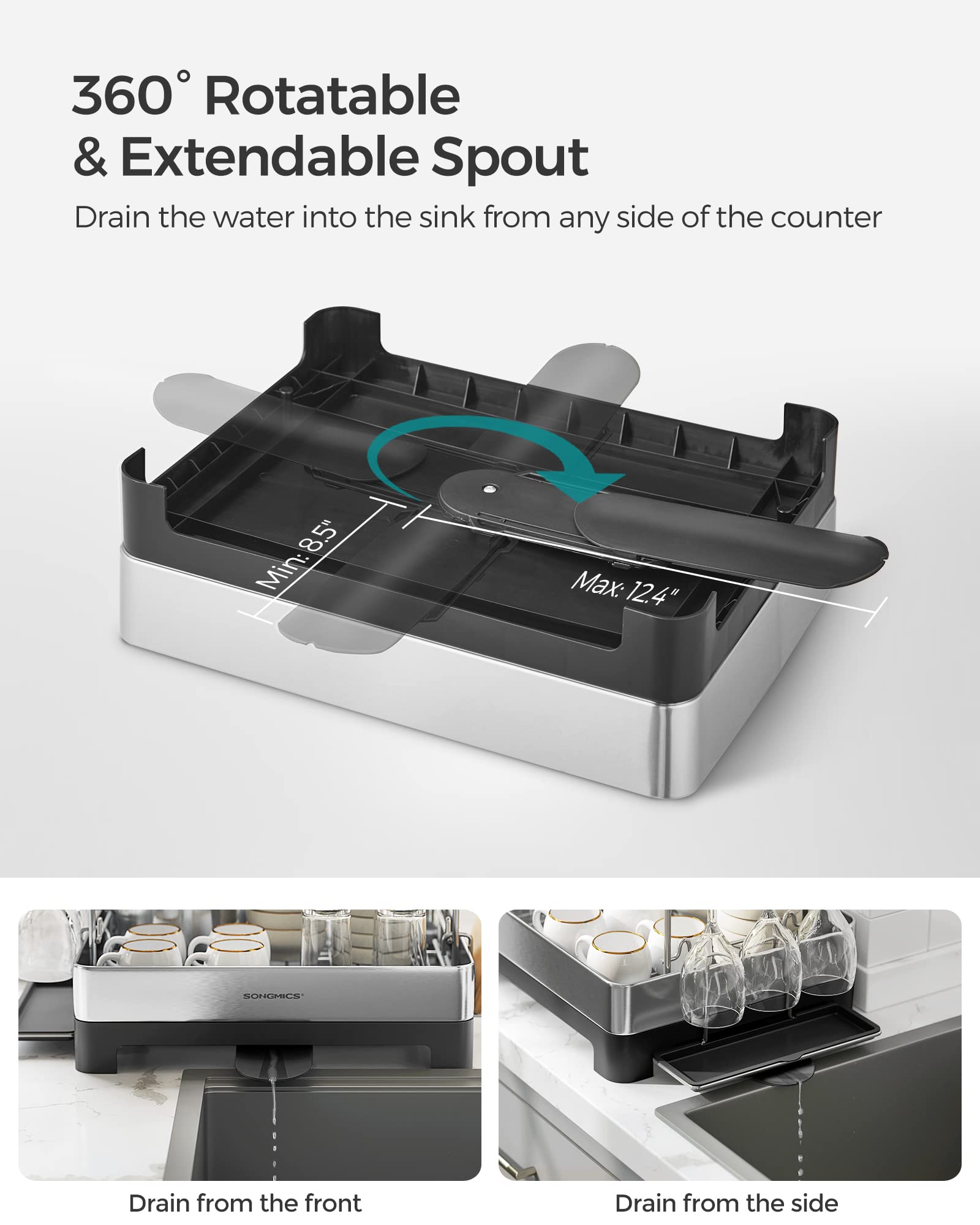 Foto 7 pulgar | Estante Para Secar Platos Songmics De 2 Niveles Para Cocina Con Caño De Desagüe