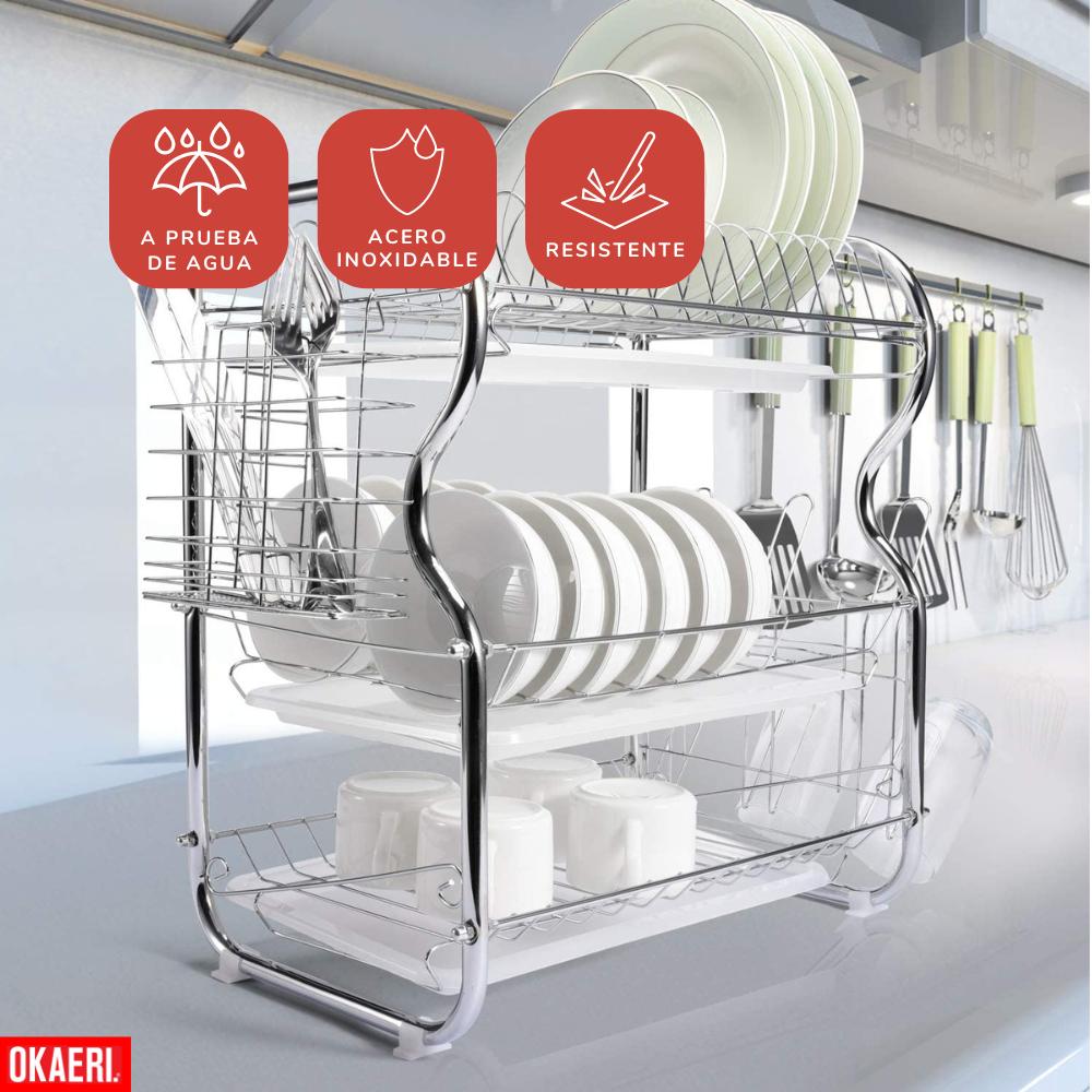 Foto 6 pulgar | Escurridor de Trastes 3 Pisos Organizador