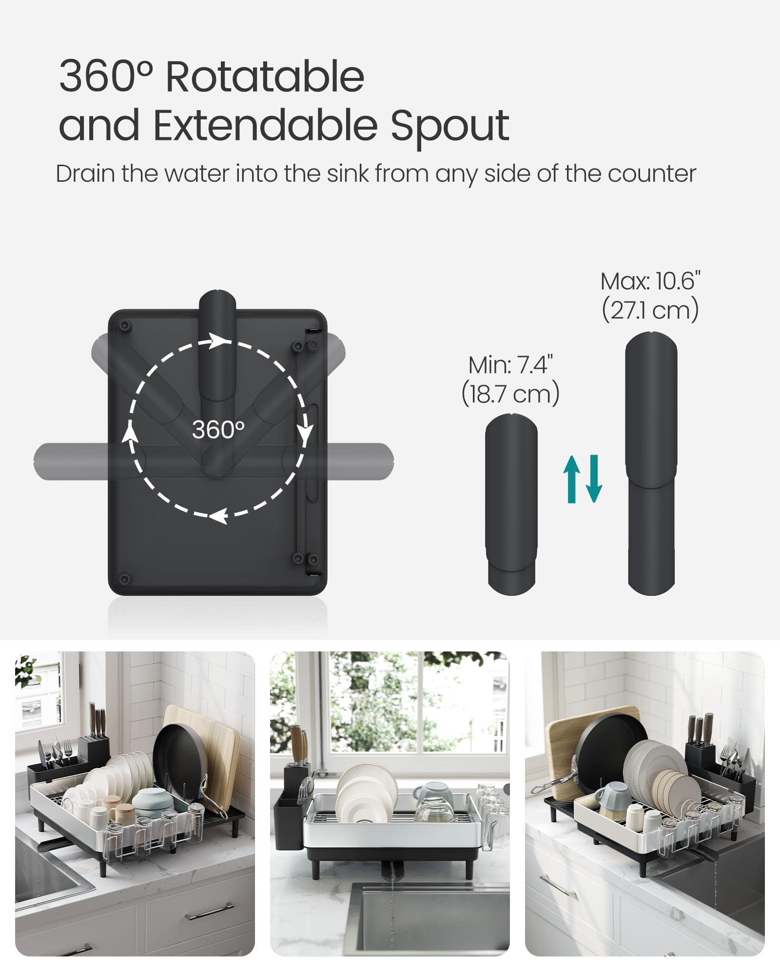 Foto 5 pulgar | Estante Para Secar Platos Songmics Expandible Acero Inoxidable - Venta Internacional