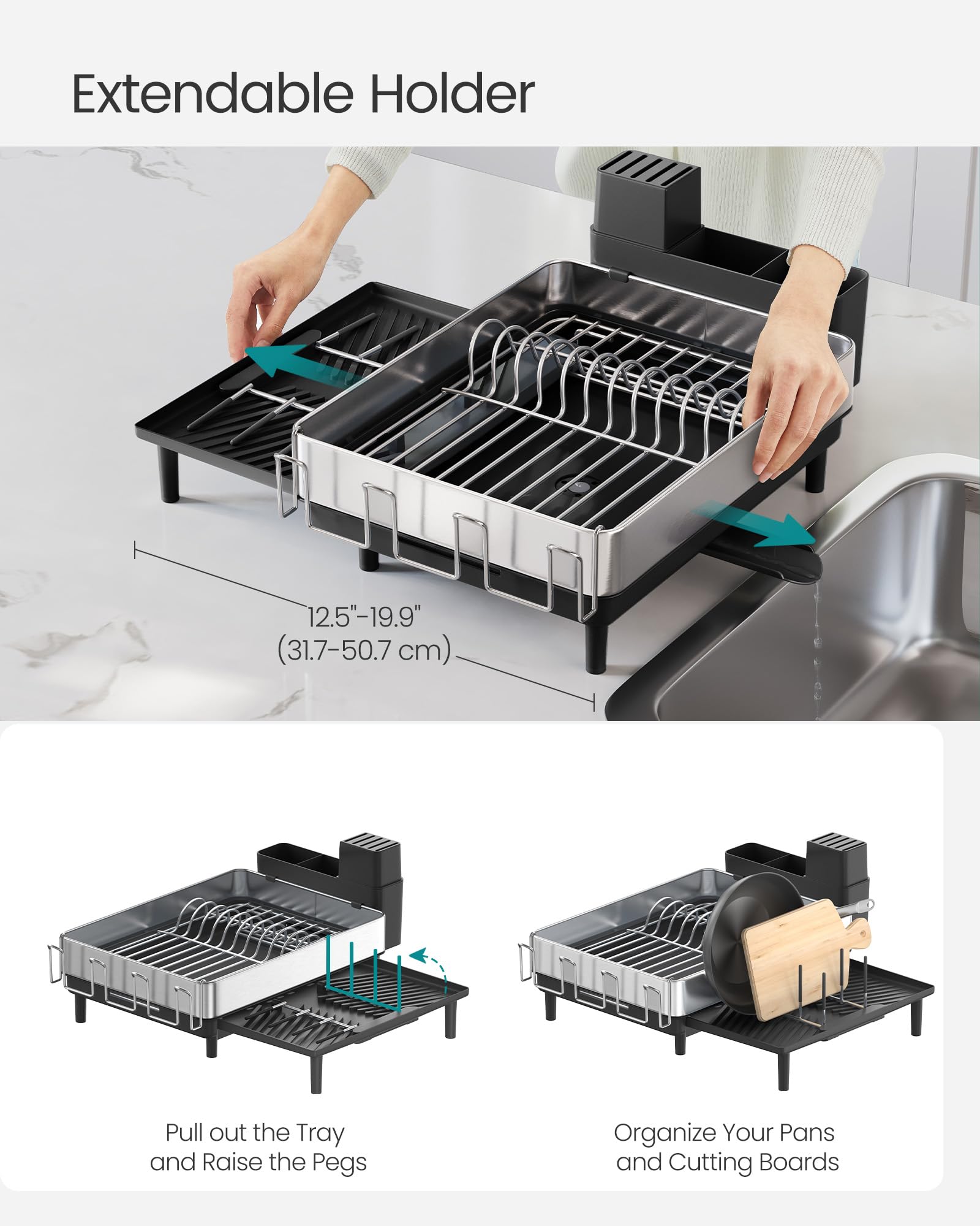 Foto 6 | Estante Para Secar Platos Songmics Expandible Acero Inoxidable - Venta Internacional