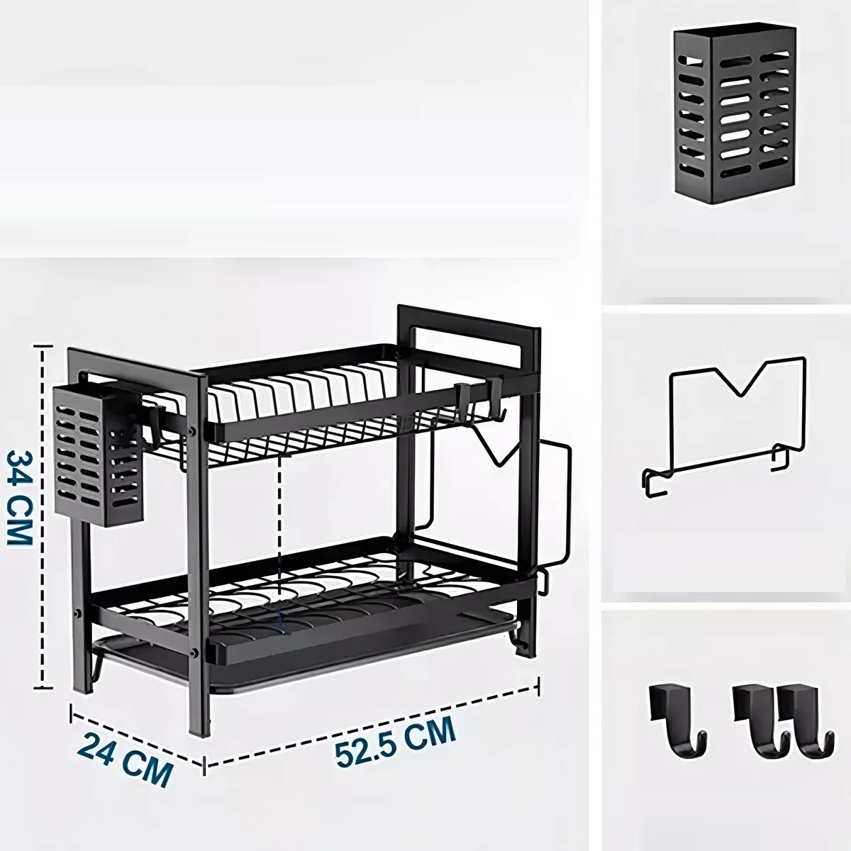 Foto 3 pulgar | Escurridores De Trastes Organizacion Para Cocina 2 Niveles Eo Safe Imports Esi-18330 Negro