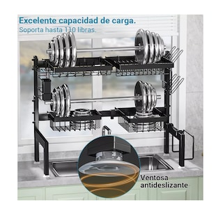 Foto 3 | Escurridor De Plato Sobre Fregadero Todo En Uno 2 Niveles Eo Safe Imports Esi-18338 Negro
