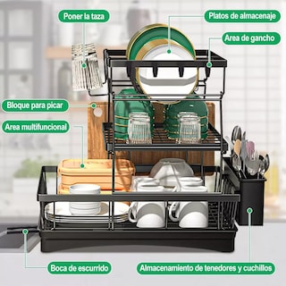 Foto 3 | Escurridor Para Platos 3 Niveles Con 360° Drenaje Automático Eo Safe Imports Esi-18337 Negro
