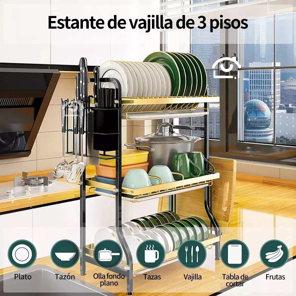 Foto 2 | Escurridor Trastes Plegable Organizador Platos De Silicona  Eo Safe Imports Esi-18340 Multicolor