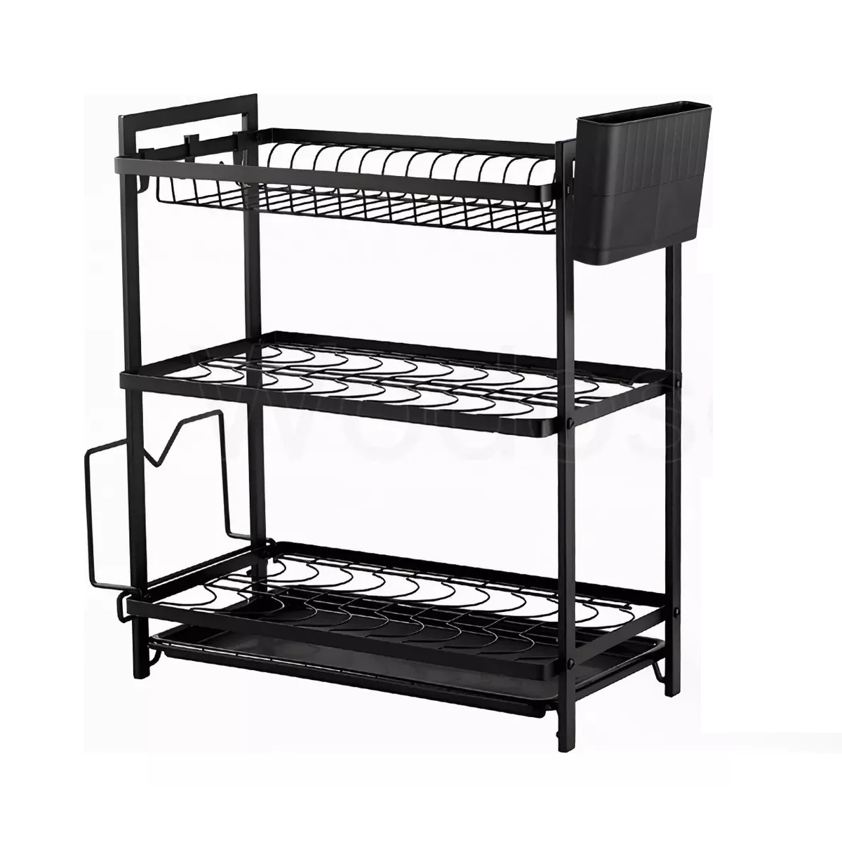 Escurridor De Platos De 3 Niveles Con Bandejas De Extraíbles Eo Safe Imports Esi-18333 Negro