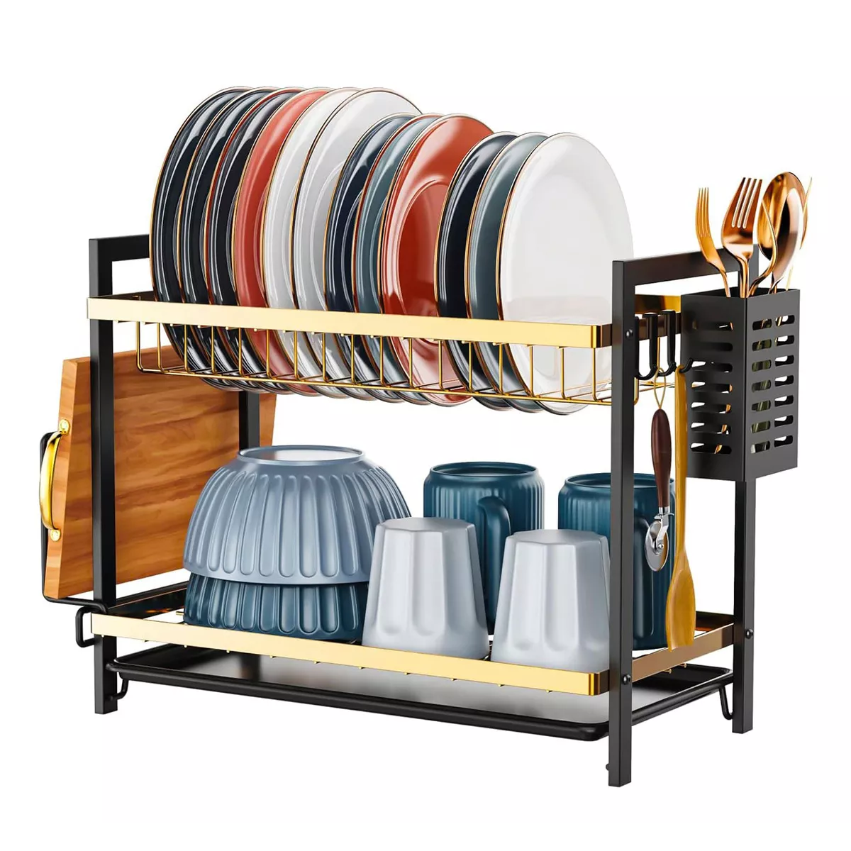 Escurridor De Platos De Acero Inoxidable De 2 Niveles Eo Safe Imports Esi-18339 Multicolor