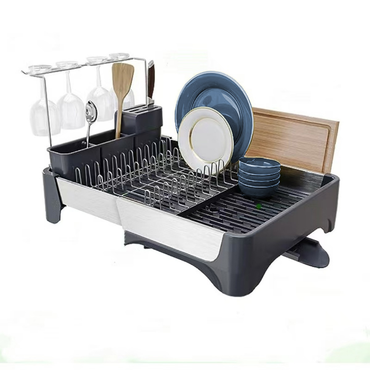 Foto 2 pulgar | Escurridor de Trastes Expandible con Drenaje Automático Organizador de Cocina Modulable Soporte para Copas y Cubiertos