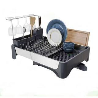 Foto 1 | Escurridor de Trastes Expandible con Drenaje Automático Organizador de Cocina Modulable Soporte para Copas y Cubiertos