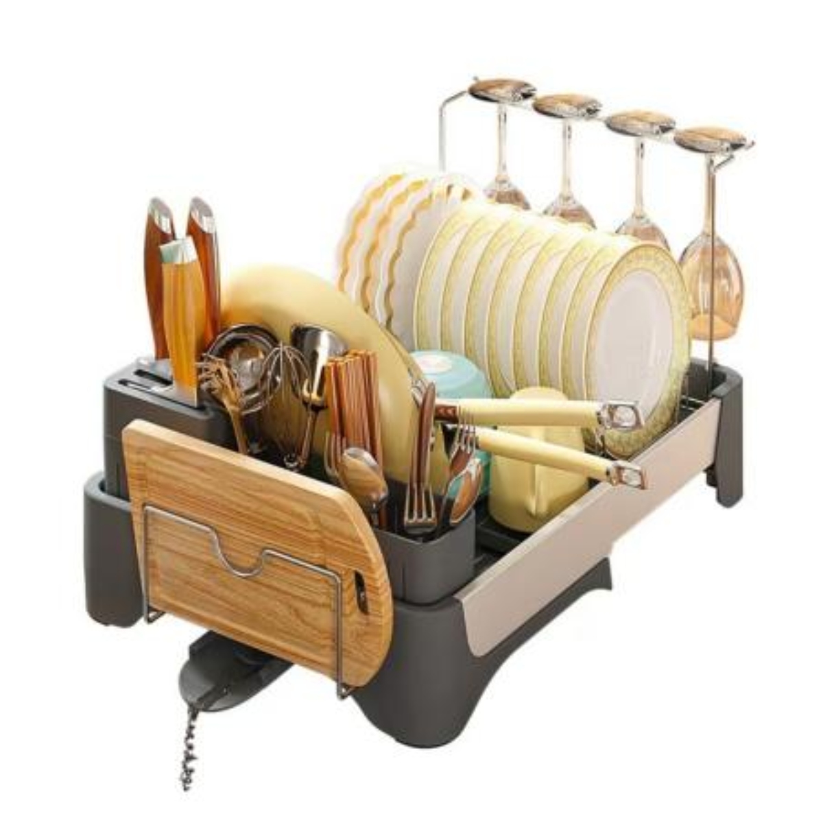 Foto 7 pulgar | Escurridor de Trastes Expandible con Drenaje Automático Organizador de Cocina Modulable Soporte para Copas y Cubiertos