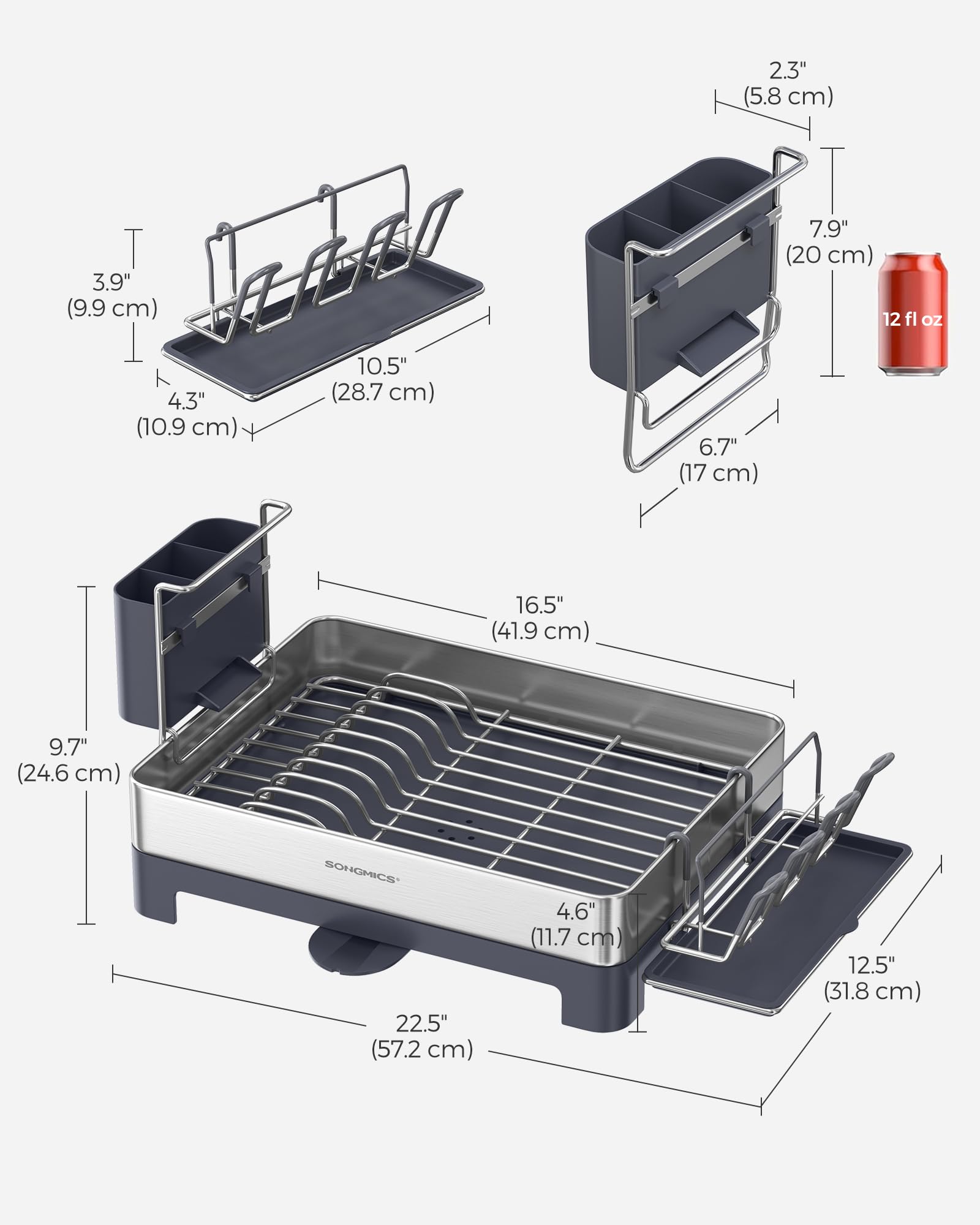 Foto 9 pulgar | Estante Para Secar Platos Songmics Premium De Acero Inoxidable Ukcs030e01