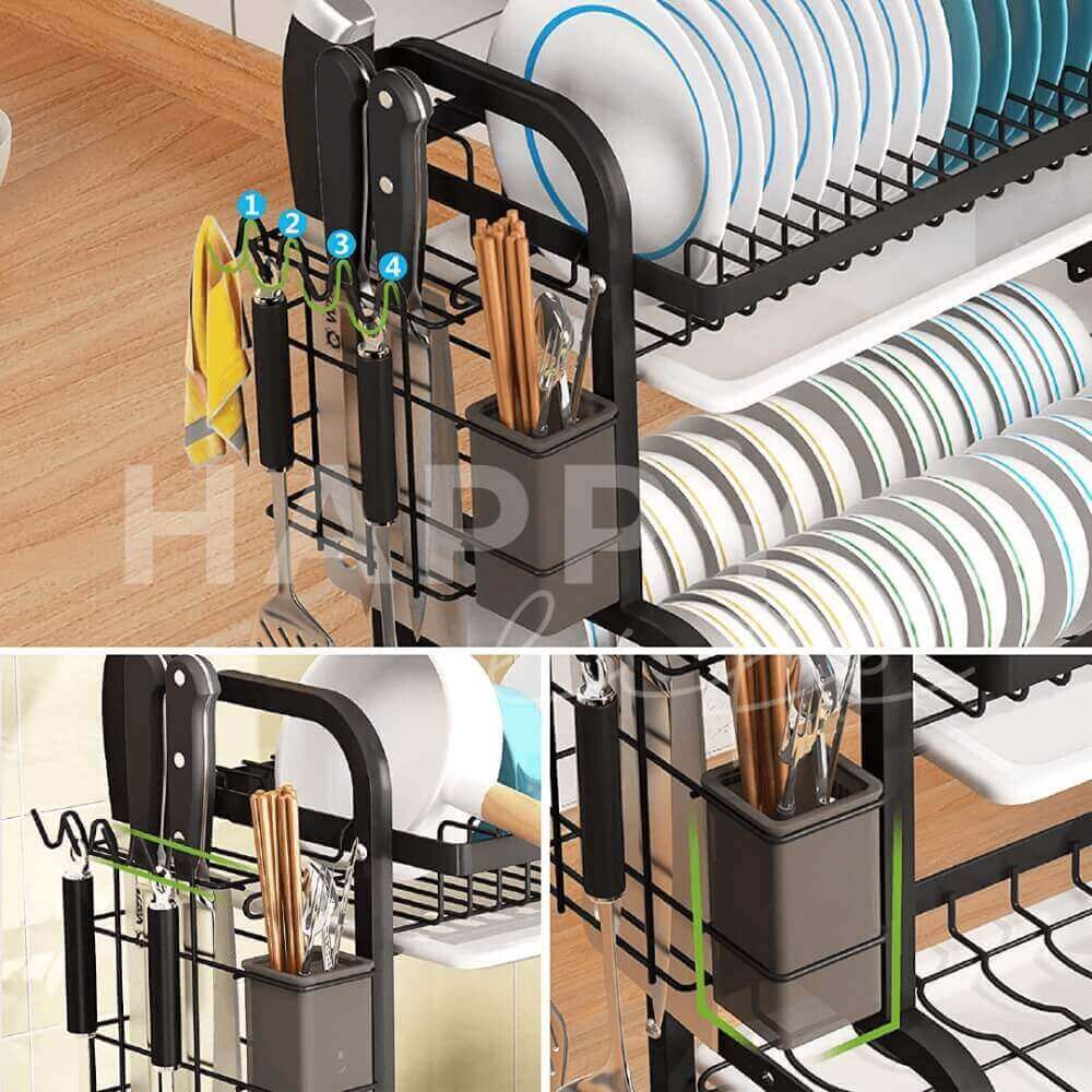 Foto 3 pulgar | Escurridor de Trastes Happy Life de Acero Inoxidable 3 Niveles Gran Capacidad Fácil Armado