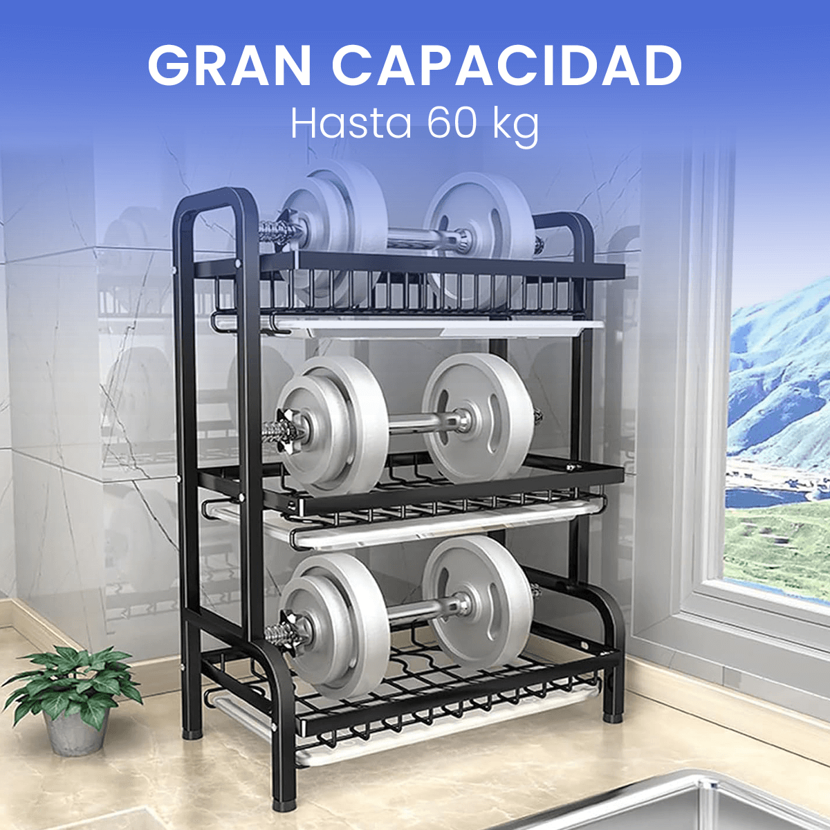 Foto 7 pulgar | Escurridor de Trastes Happy Life de Acero Inoxidable 3 Niveles Gran Capacidad Fácil Armado
