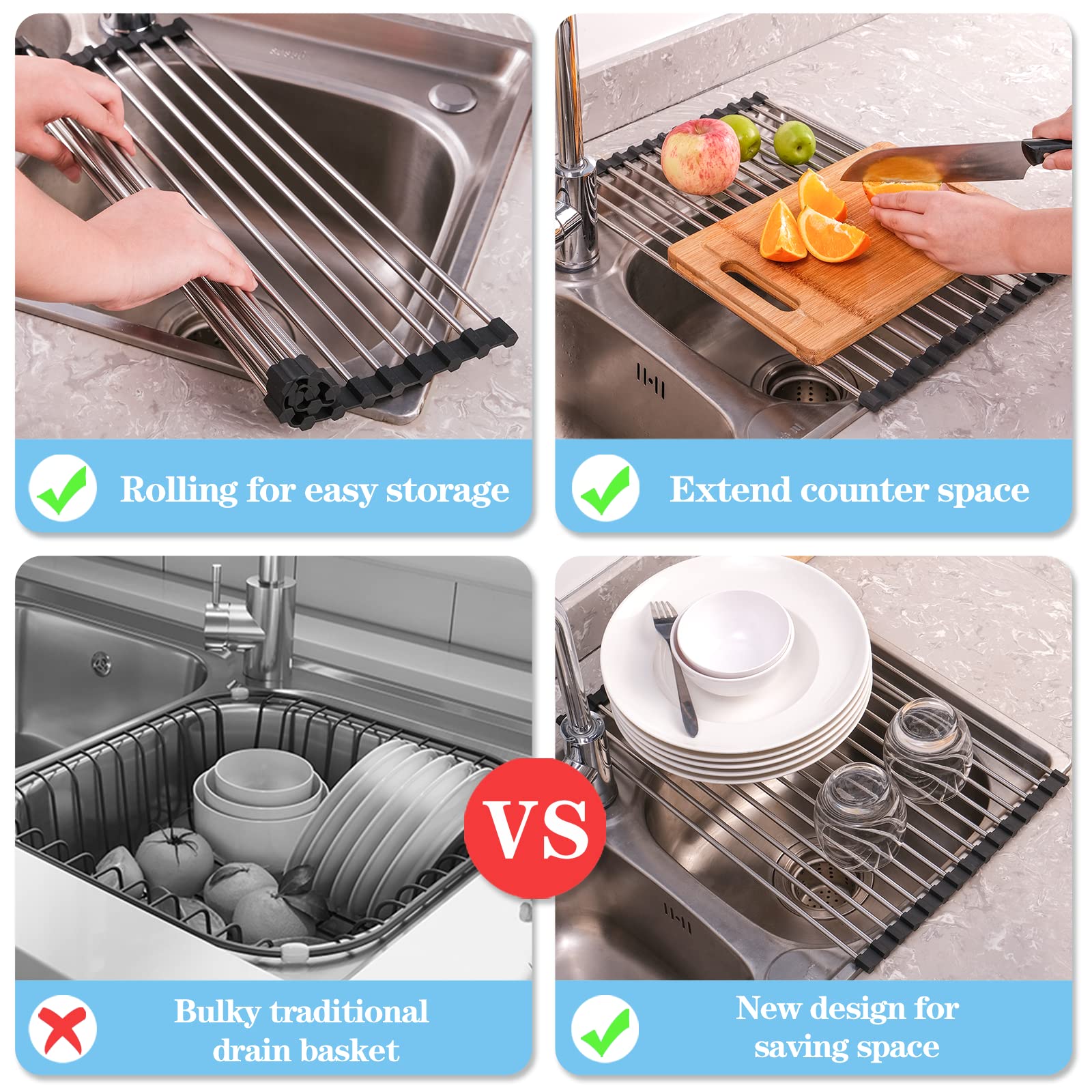 Foto 7 pulgar | Estante Enrollable Para Secar Platos En Forma De Seropín Para Cocina, De Acero Inoxidable - Venta Internacional.